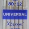 Klasse Sewing Machine Needles, Universal Size 80 / 12, Pack Of 5 Needles